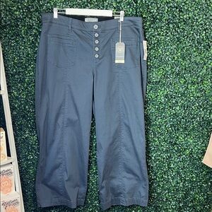 Wit & Wisdom Navy Button-Fly Wide-Leg Pants-22w